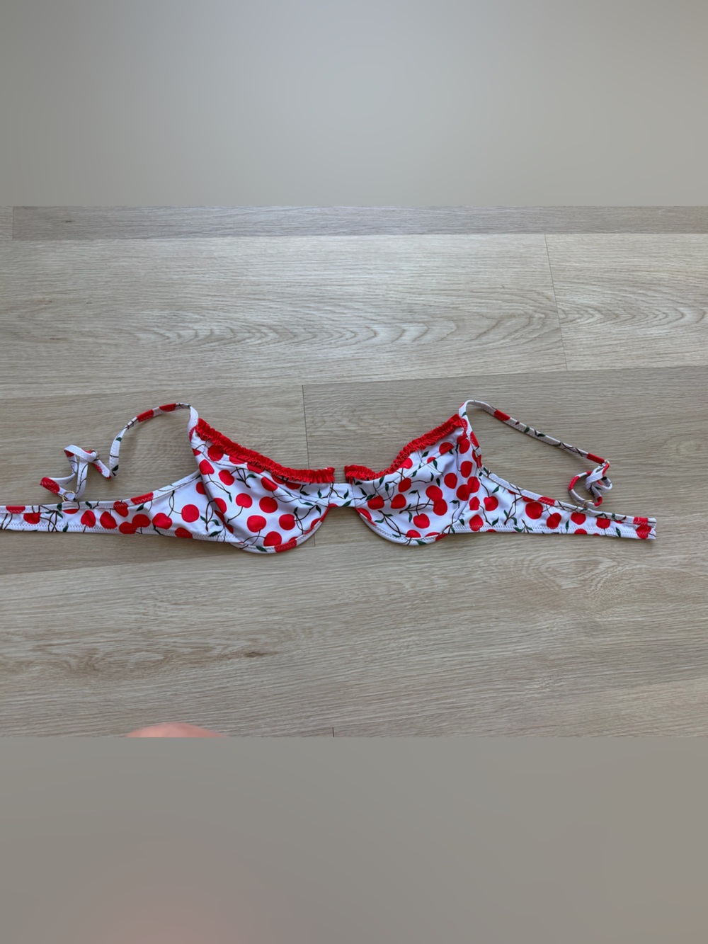 Heavy Manners light blue & Red Cherry Bikini Top size small
